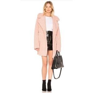 J.OA. Women's Reversible Shearling Coat in Dusty Pink, Size Small